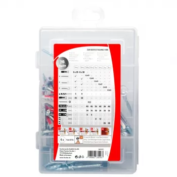 Fischer DuoPower 547212 Assortimento tasselli e viti per traslochi, 76 pezzi
