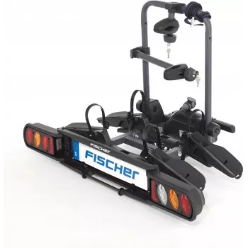 Fischer ProlineEvo 2 portabici da gancio per 2 biciclette, 60 kg, pieghevole, illuminazione LED