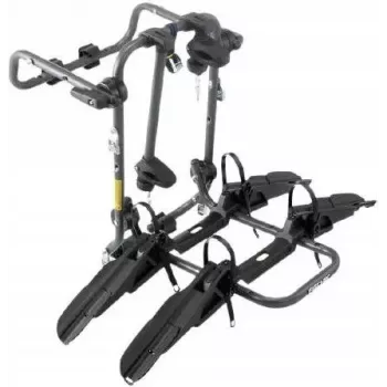Fischer ProlineEvo portabici da gancio di traino per 2 biciclette, 45 kg, compatibile e-bike, pieghevole, funzione inclinazione, 13 poli