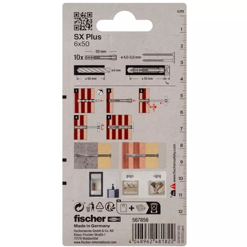 Fischer SX Plus Tassello a espansione 6x50 mm (10 pezzi) 567856