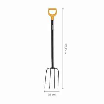 Fiskars Solid forca per compost con testa in acciaio al boro e impugnatura a D, 4 denti, 1220 mm