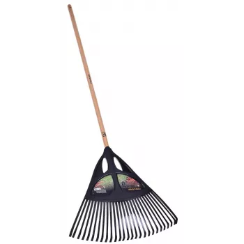 Fiskars Solid rastrello per foglie, testa in polipropilene larga 52 cm, manico in alluminio 175 cm, 25 denti flessibili, nero/arancione
