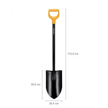 Fiskars Solid+ XL Vanga con lama affilata e manico a D in acciaio, lama in acciaio borurato, 1250 mm
