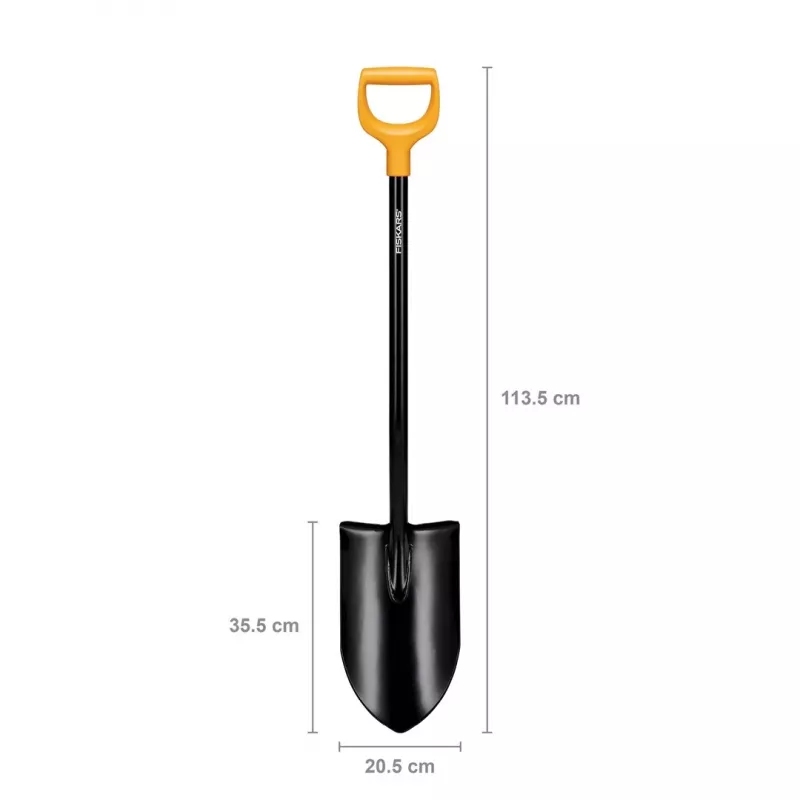 Fiskars Solid+ XL Vanga con lama affilata e manico a D in acciaio, lama in acciaio borurato, 1250 mm