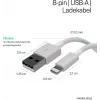 Flexline cavo di ricarica e sincronizzazione USB, USB-A su 8-Pin (Lightning), 2.0, ABS, bianco, 5,0 m (FL31-12048)