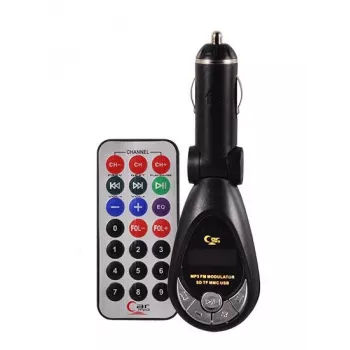 FM-Transmitter CMP05 con Telecomando, Slot USB, MicroUSB, Slot per Schede SD/TF, 87,5-108 MHz, 12V/24V, Nero