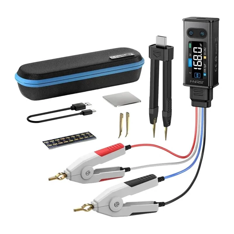FNIRSI LCR-ST2 Plus tester LCR, 100 Hz–100 kHz, L/C/R/ESR/D/Q, display a colori, ricaricabile