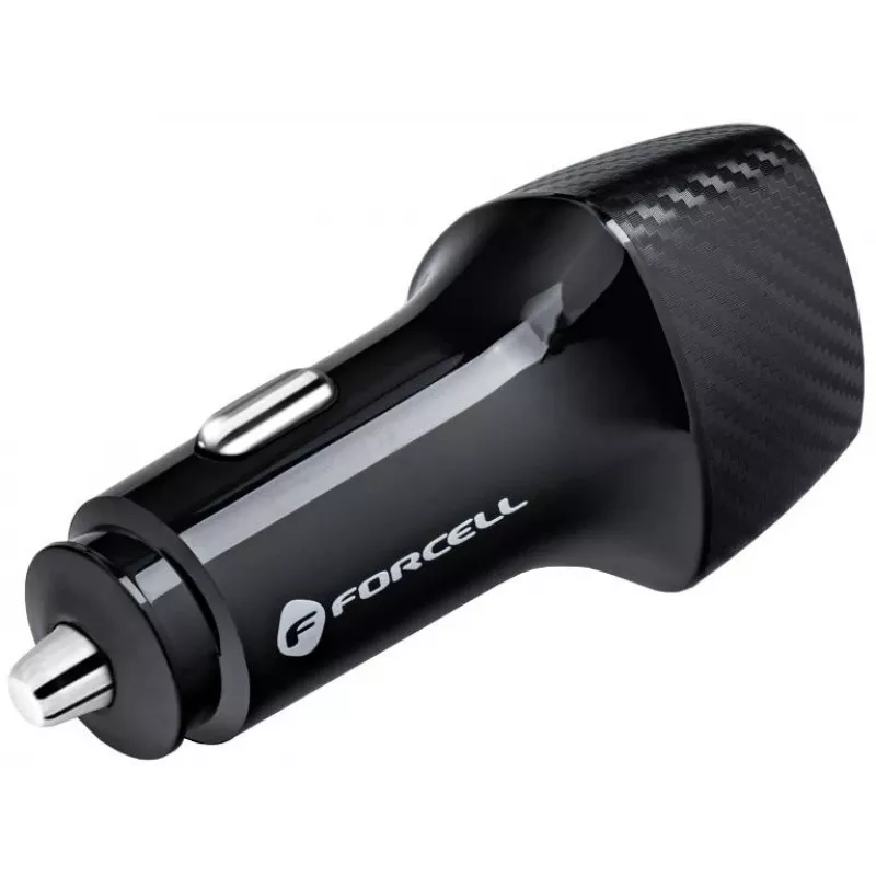 Caricabatterie da auto Forcell Carbon CC50-1A1C 38W USB-C PD 3.0 + USB-A QC 3.0 nero