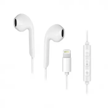 Forcell F-Audio HR-ME25 Auricolari In-Ear Lightning con Microfono e Telecomando, Bianco