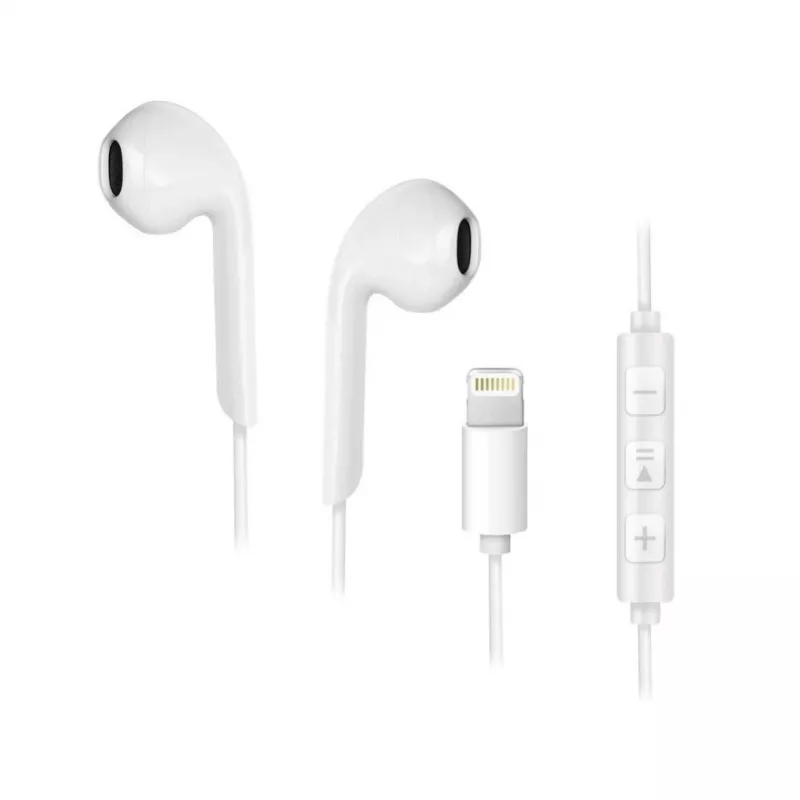 Forcell F-Audio HR-ME25 Auricolari In-Ear Lightning con Microfono e Telecomando, Bianco