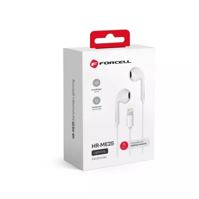 Forcell F-Audio HR-ME25 Auricolari In-Ear Lightning con Microfono e Telecomando, Bianco