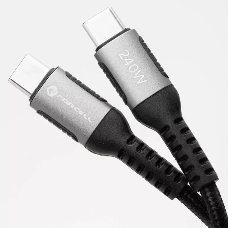 Forcell F-Energy Cafule cavo USB-C a USB-C 2 m 240 W PD 5A QC 4.0 intrecciato nero