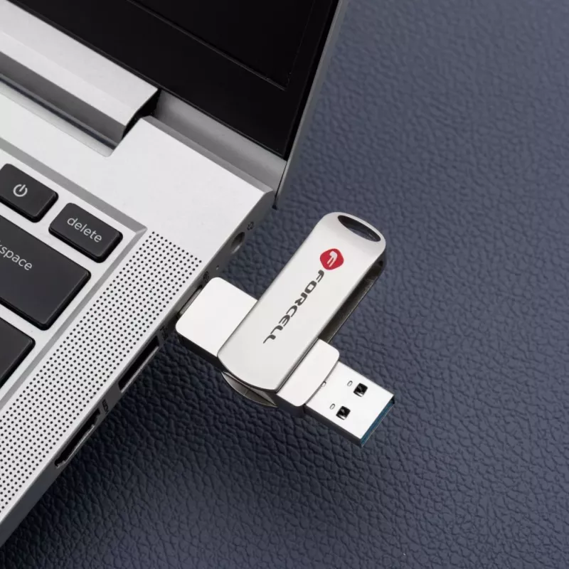 Forcell pendrive 64GB USB 3.2 Gen 1 (USB-A / USB-C) F-Data Metal Duo argento