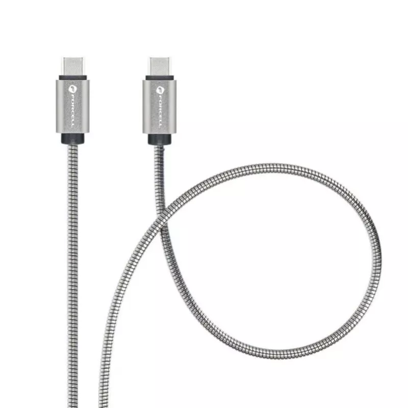 Forcell Cavo USB-C a USB-C F-Energy QC4.0 PD 5A 100W E-Mark metallo 1m argento C239