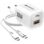 Forcell VT-41 GaN III Caricabatterie da parete 33W con 1x USB-C PD 3.0 e 1x USB-A QC 4.0 (bianco)