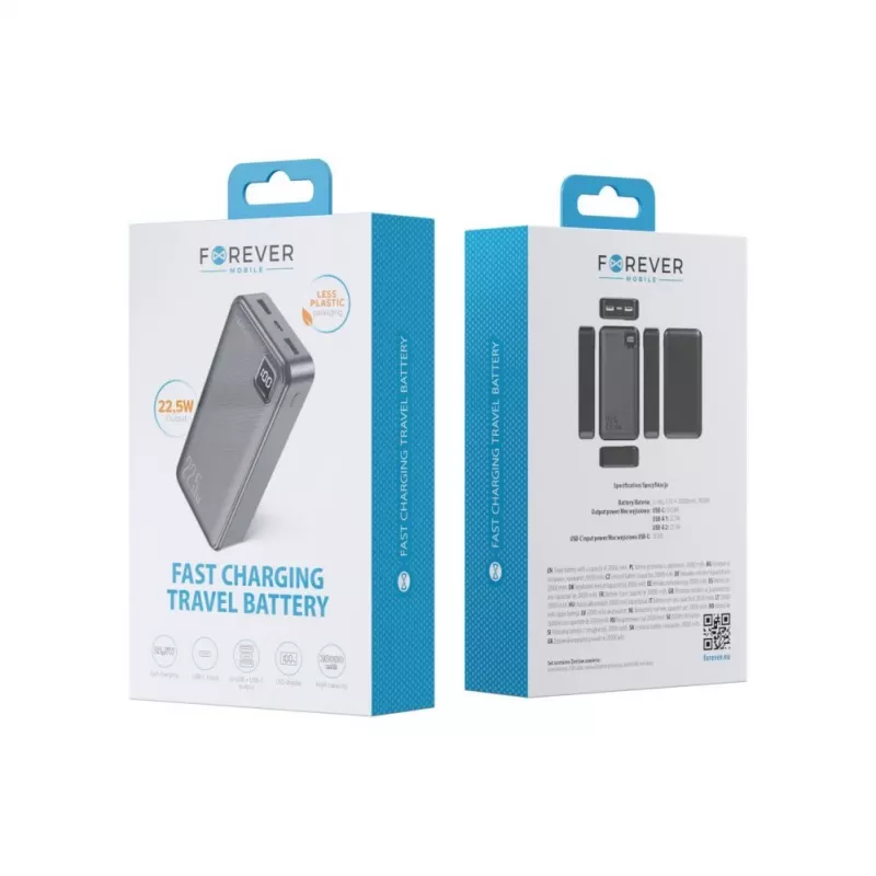 Forever Power Bank TB-300L PD QC 22.5W 20000 mAh nero