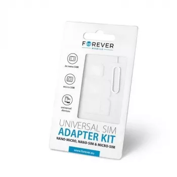 Forever Set adattatori per schede SIM universale NANO SIM/Micro, Micro SIM a NANO/SIM (3in1) con strumento di espulsione