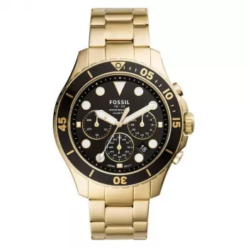 Fossil FS5727 Orologio cronografo da uomo al quarzo 46 mm quadrante nero pelle nera