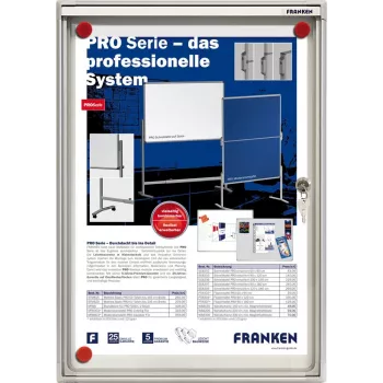FRANKEN X-tra!Line bacheca per interni chiudibile nera 1 x DIN A4, superficie magnetica cancellabile a secco, cornice in alluminio anodizzato argento (FSA1)