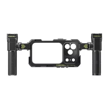 Freewell Genius Rig supporto per telefono per iPhone 17 Pro Max - gabbia in lega di alluminio nera con due impugnature