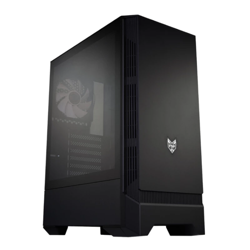 FSP CMT260 case gaming ATX Mid-Tower - vetro temperato, nero