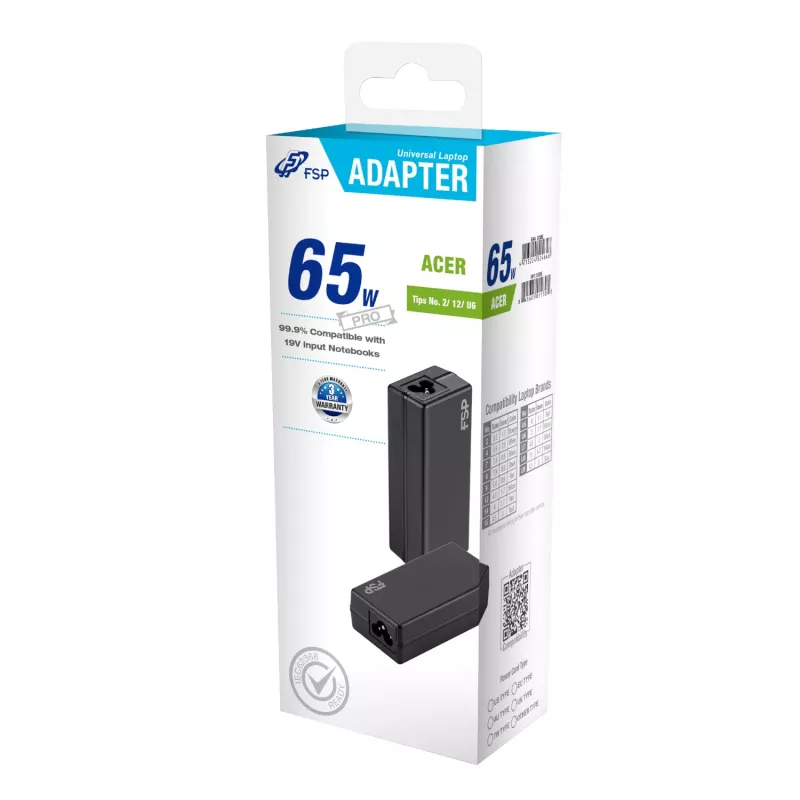 FSP PRO Alimentatore universale per laptop 65W – Acer