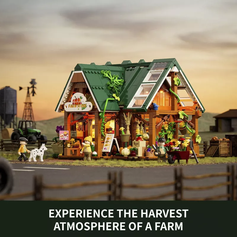 Funwhole Lumibricks Kit di costruzione Farm Store (2688 pezzi) con illuminazione LED