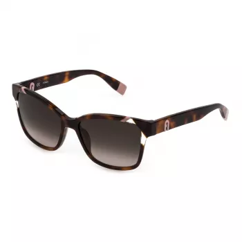 FURLA SFU470-5401AY Occhiali da sole donna - Montatura in acetato nera, lenti grigie sfumate, 54 mm