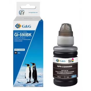 G&G Flacone di inchiostro di ricarica compatibile Canon GI-590BK / 1603C001 nero (19386)