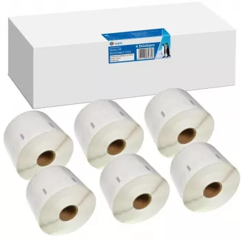 G&G rotoli di etichette compatibili 32x57mm nero su bianco, 6 rotoli x 1000 etichette, per Dymo 11354/S0722540