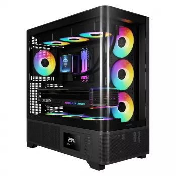 Gamdias Atlas P2 Case GAMING Mid-Tower ARGB in vetro temperato, nero, 4 ventole ARGB 120mm