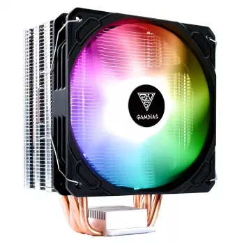GAMDIAS Boreas E1-410 Lite dissipatore CPU ad aria - ventola PWM 120mm, 4 heatpipe a contatto diretto, TDP 180W, illuminazione RGB, compatibile Intel LGA1700/1200/115X e AMD AM5/AM4, nero
