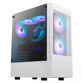 GAMDIAS Talos E3 MESH case gaming midi-tower, bianco, vetro temperato, 4x120mm ventole ARGB, ATX/Micro-ATX/Mini-ITX, pannello frontale in mesh