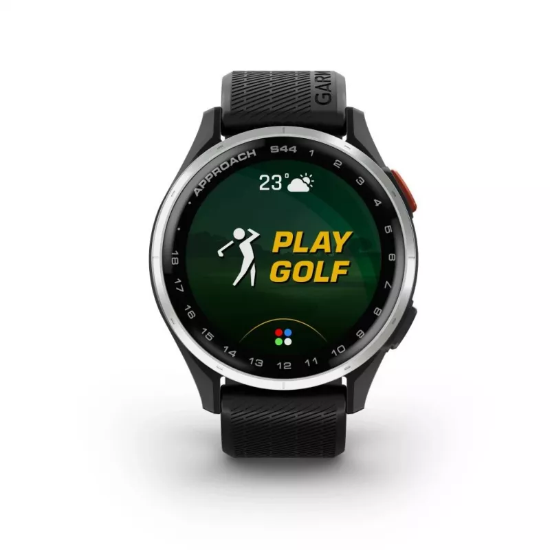 Garmin Approach S44 lunetta in alluminio argento con cinturino in silicone nero
