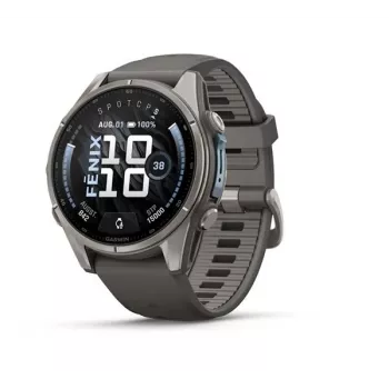 Garmin Fenix 9 – 43mm, titanio con cinturino in silicone Pebble Grey