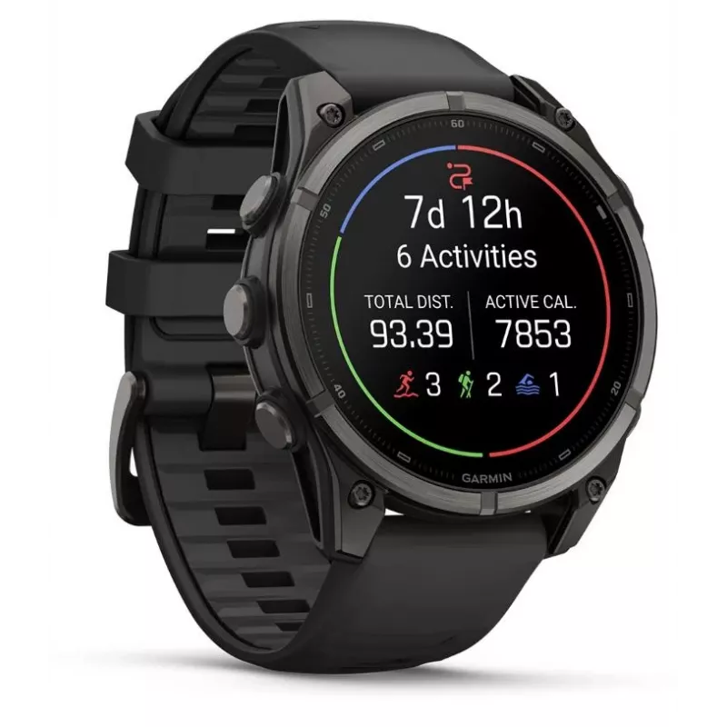 Garmin fenix 9 – 47mm, titanio Carbon Grey DLC con cinturino in silicone nero