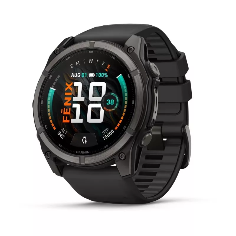 Garmin fenix 9 – 51 mm, Carbon Grey DLC Titanium con cinturino in silicone nero 010-04763-11