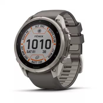 Garmin Fenix 9 Pro – inReach, Solar, 51mm titanio con cinturino in silicone grigio ciottolo