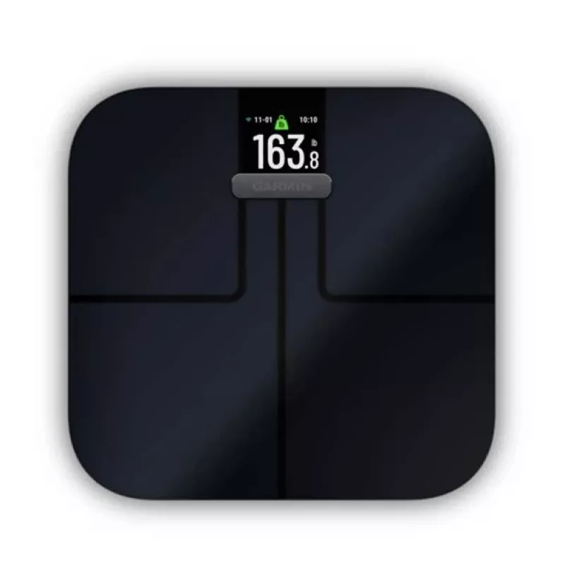 Garmin Index S2 bilancia smart nera con Wi-Fi, composizione corporea, 16 profili utente