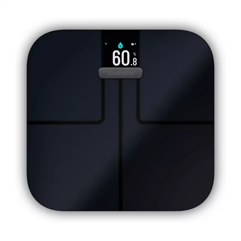 Garmin Index S2 bilancia smart nera con Wi-Fi, composizione corporea, 16 profili utente
