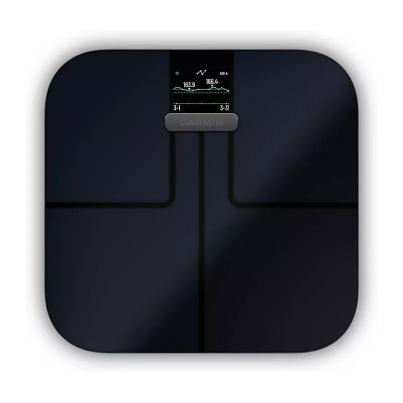 Garmin Index S2 bilancia smart nera con Wi-Fi, composizione corporea, 16 profili utente