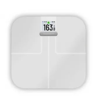 Garmin Index S2 bilancia smart (bianco) – bilancia per analisi corporea con Wi-Fi, Bluetooth, LCD a colori
