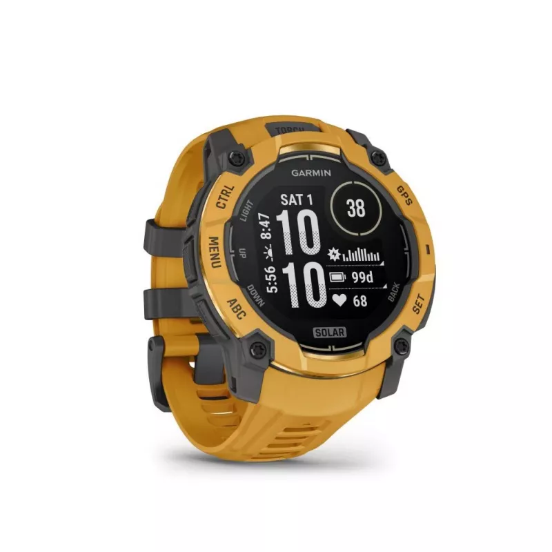 Garmin Instinct 3 – 50 mm, Solar Sunburst con cinturino Sunburst/Grigio