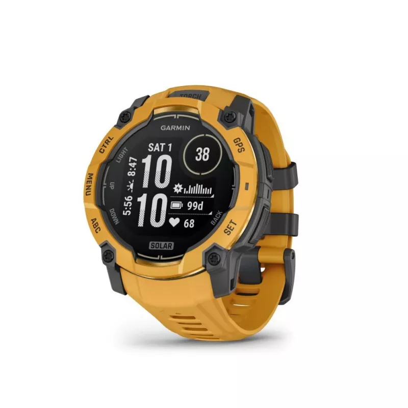 Garmin Instinct 3 – 50 mm, Solar Sunburst con cinturino Sunburst/Grigio