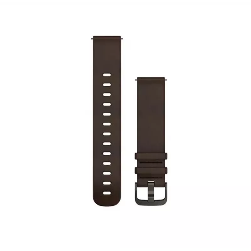 Garmin Quick Release cinturini (20 mm) pelle marrone scuro, hardware argento