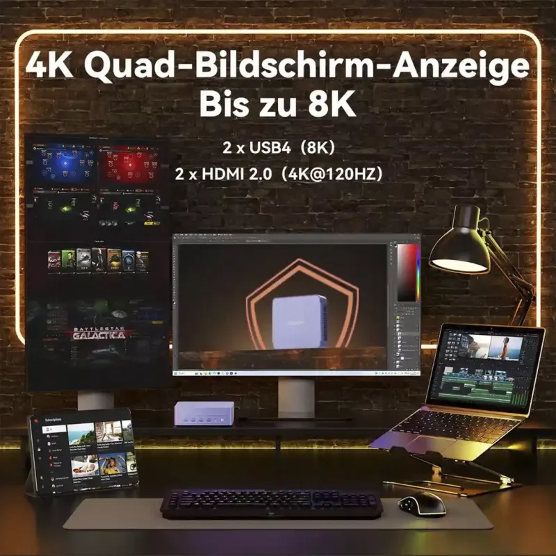 GEEKOM AX8 MAX mini PC, Intel Core i7-12650H, 16GB DDR5, 512GB SSD, Windows 11 Pro, argento