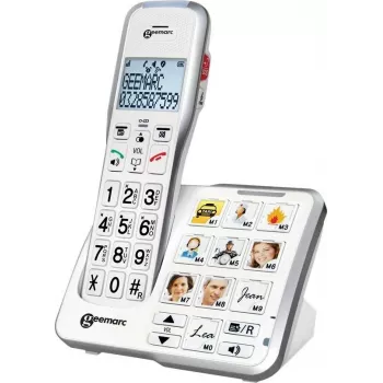 Geemarc AmpliDECT 595 Photo Telefono cordless per anziani con segreteria telefonica, tasti con foto, display retroilluminato, Bianco