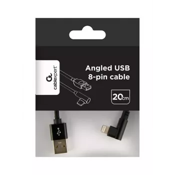 GEMBIRD cavo USB-A a 8-Pin Lightning con connettore ad angolo intrecciato 0,2 m nero