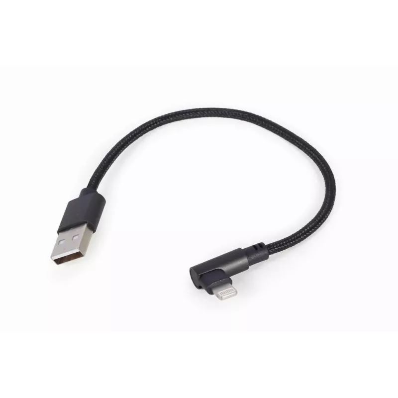 GEMBIRD cavo USB-A a 8-Pin Lightning con connettore ad angolo intrecciato 0,2 m nero