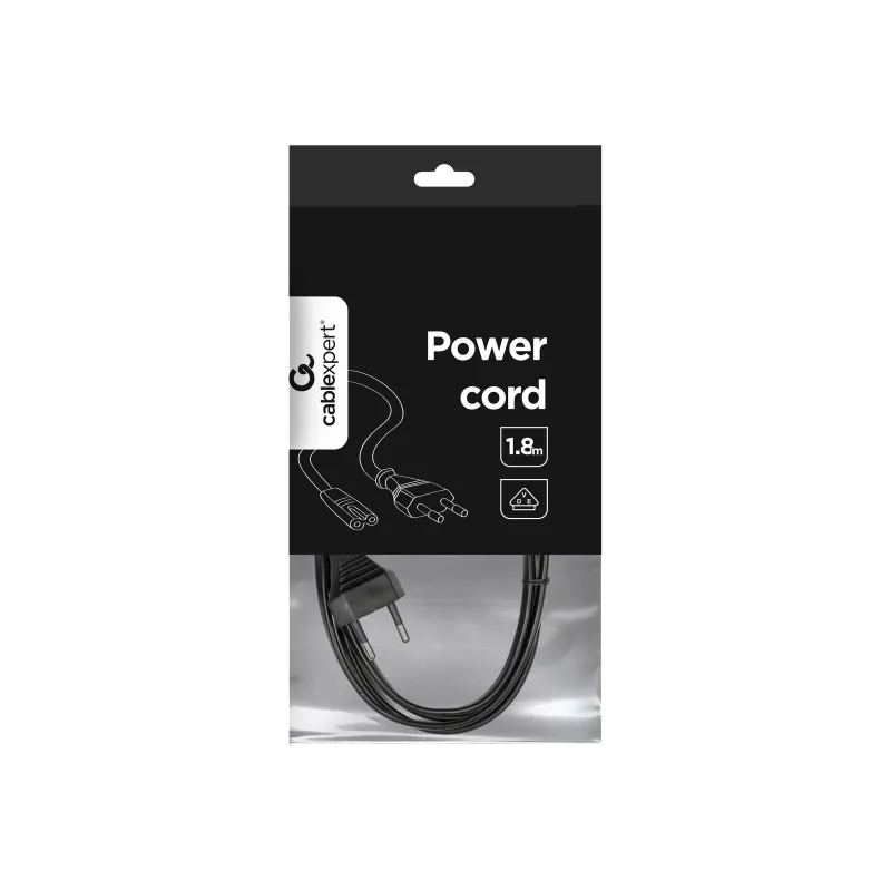 GEMBIRD Cablexpert PC-184-VDE cavo di alimentazione, C7, certificato VDE, nero, 1,8 m